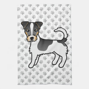 Tricolor Rough Coat Jack Russell Terrier Dog Tea Towel