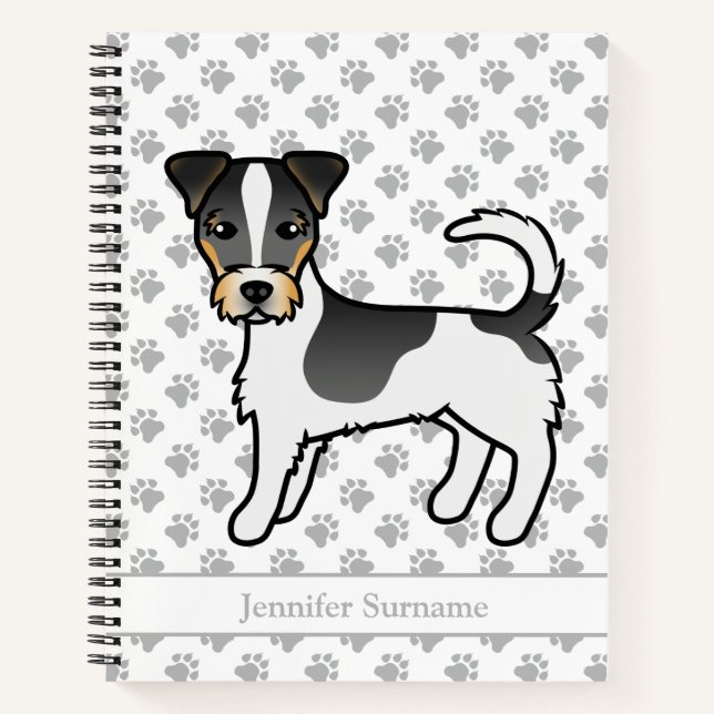 Tricolor Rough Coat Jack Russell Terrier & Name Notebook (Front)