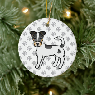 Tricolor Rough Coat Parson Russell Terrier Dog Ceramic Tree Decoration