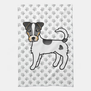 Tricolor Rough Coat Parson Russell Terrier Dog Tea Towel