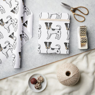 Tricolor Rough Coat Parson Russell Terrier Pattern Wrapping Paper