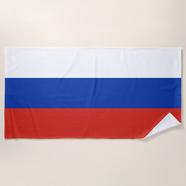 Tricolor Russia flag Beach Towel (Front)