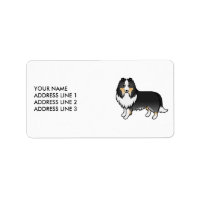 Tricolor Shetland Sheepdog Cartoon Dog & Text