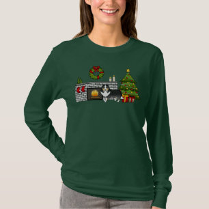 Tricolor Shetland Sheepdog Dog In A Christmas Room T-Shirt
