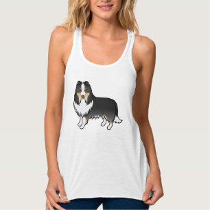 Tricolor Shetland Sheepdog Sheltie Cartoon Dog Singlet