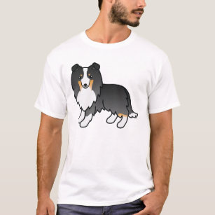 Tricolor Shetland Sheepdog Sheltie Cartoon Dog T-Shirt