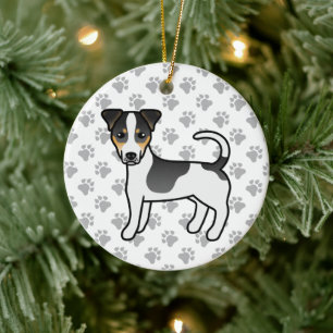 Tricolor Smooth Coat Jack Russell Terrier Dog Ceramic Tree Decoration