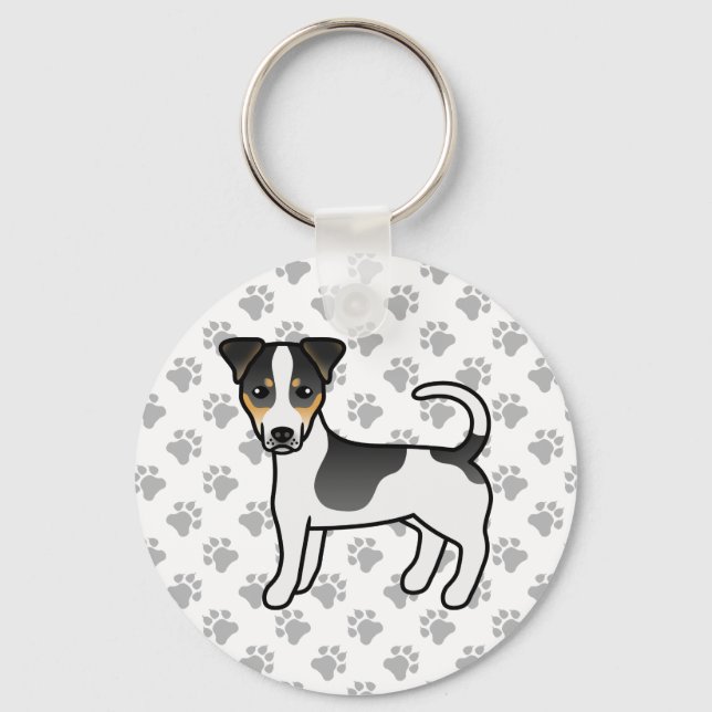 Tricolor Smooth Coat Jack Russell Terrier Dog Key Ring (Front)