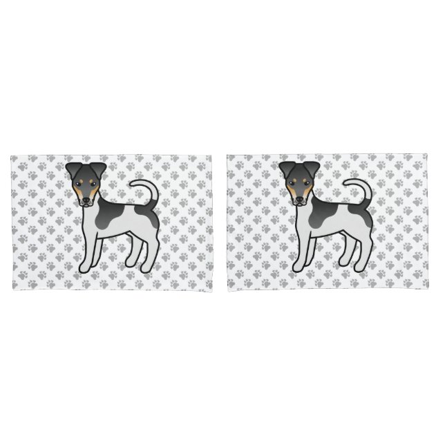 Tricolor Smooth Fox Terrier Cute Cartoon Dog Pillowcase (Front-Set)