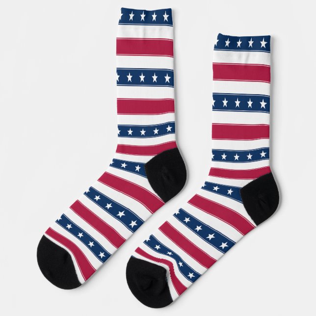 Tricolor Stars and Stripes Socks (Left)
