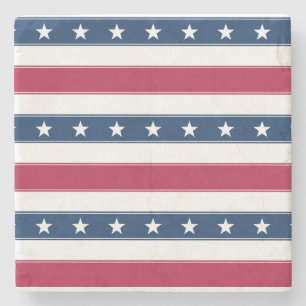 Tricolor Stripes Patriotic Stone Coaster