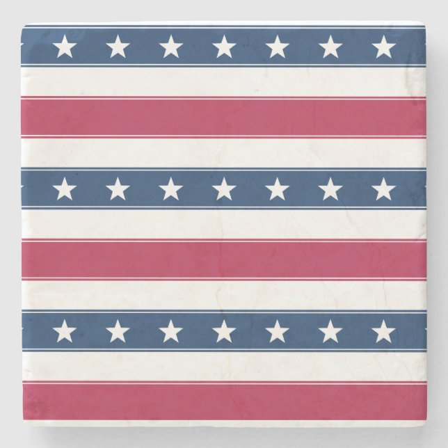 Tricolor Stripes Patriotic Stone Coaster (Front)