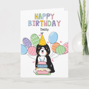 Tricolor Tibetan Terrier Dog Birthday Party Card