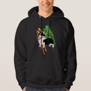 Tricolor Welsh Corgi with a Splash Hoodie