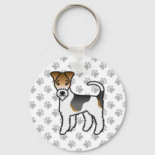 Tricolor Wire Fox Terrier Cute Cartoon Dog Key Ring