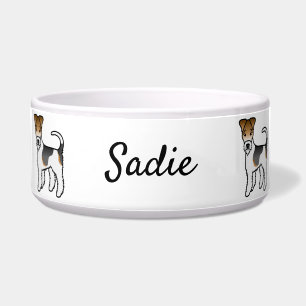 Tricolor Wire Fox Terrier Cute Cartoon Dog & Name