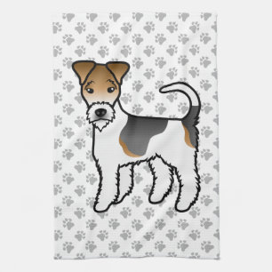 Tricolor Wire Fox Terrier Cute Cartoon Dog Tea Towel