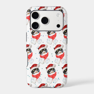 Tricolored Cat Christmas Watercolor with Scarf