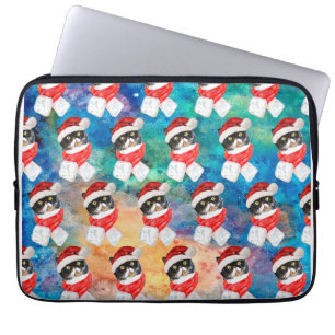 Tricolored Cat Funny Christmas Holidays Laptop Sleeve