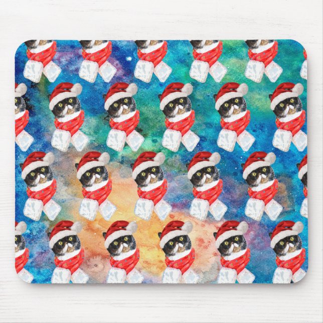 Tricolored Cat Funny Christmas Holidays Mouse Pad (Front)