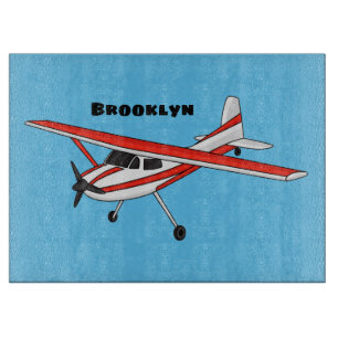 Tricycle gear aircraft cartoon cutting board