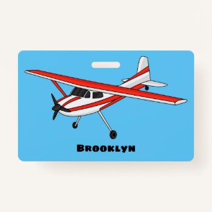 Tricycle gear aircraft cartoon  ID badge