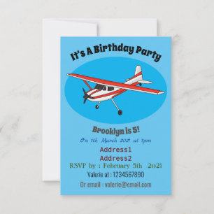 Tricycle gear aircraft cartoon invitation
