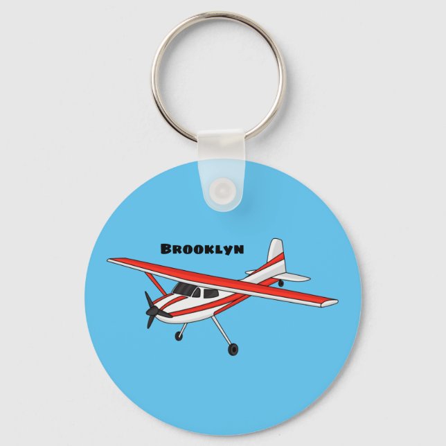 Tricycle gear aircraft cartoon key ring (Front)