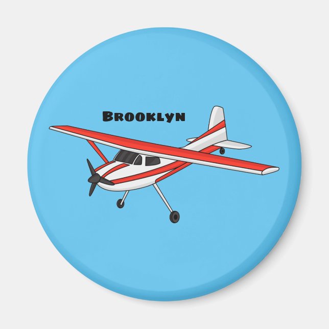 Tricycle gear aircraft cartoon magnet (Front)
