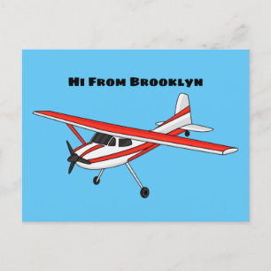 Tricycle gear aircraft cartoon postcard