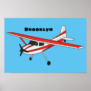 Tricycle gear aircraft cartoon poster
