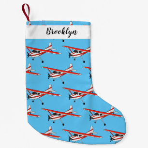 Tricycle gear aircraft cartoon small christmas stocking
