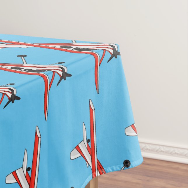 Tricycle gear aircraft cartoon tablecloth (In Situ)