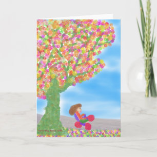 Tricycle Under a Magical Tree Greeting card