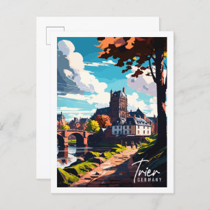Trier Germany vintage travel illustration Postcard