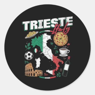 Trieste Italy Italia Italian Flag Map Souvenirs Classic Round Sticker