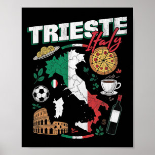 Trieste Italy Italia Italian Flag Map Souvenirs Poster