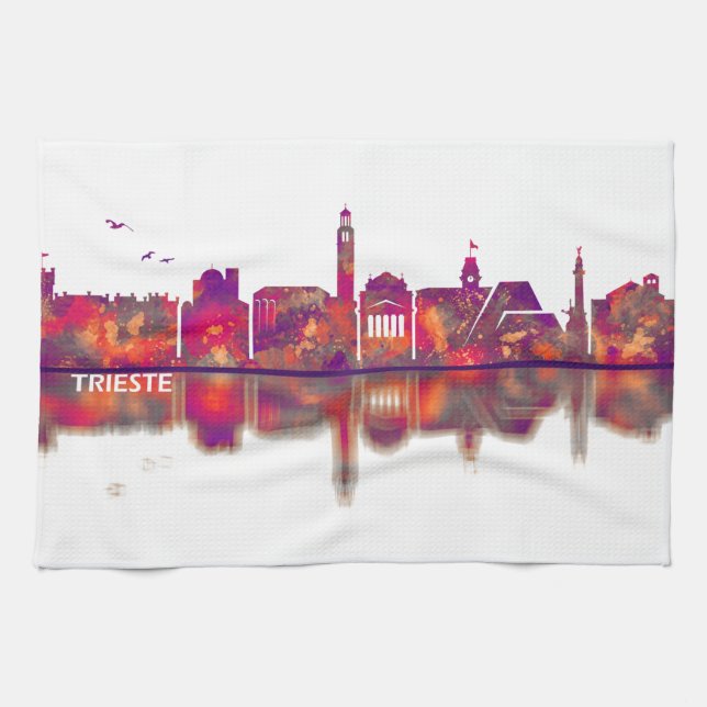 Trieste Italy Skyline Tea Towel (Horizontal)