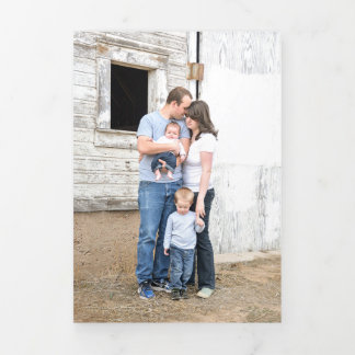 Trifold 4 Photo Evergreen Tree Watercolor Card