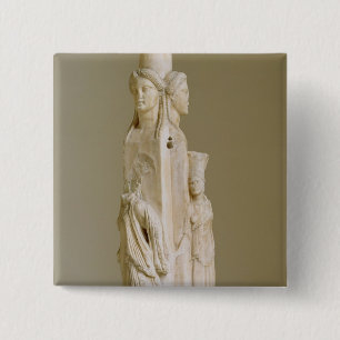Triform Herm of Hecate, Marble sculpture, Attic pe 15 Cm Square Badge