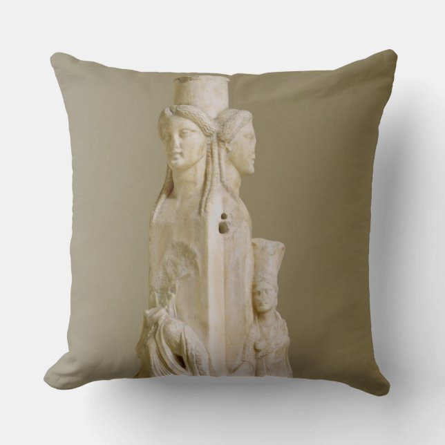 Triform Herm of Hecate, Marble sculpture, Attic pe Cushion (Front)