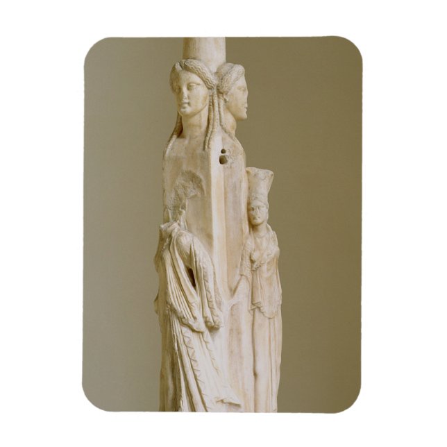 Triform Herm of Hecate, Marble sculpture, Attic pe Magnet (Vertical)