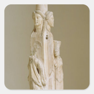 Triform Herm of Hecate, Marble sculpture, Attic pe Square Sticker