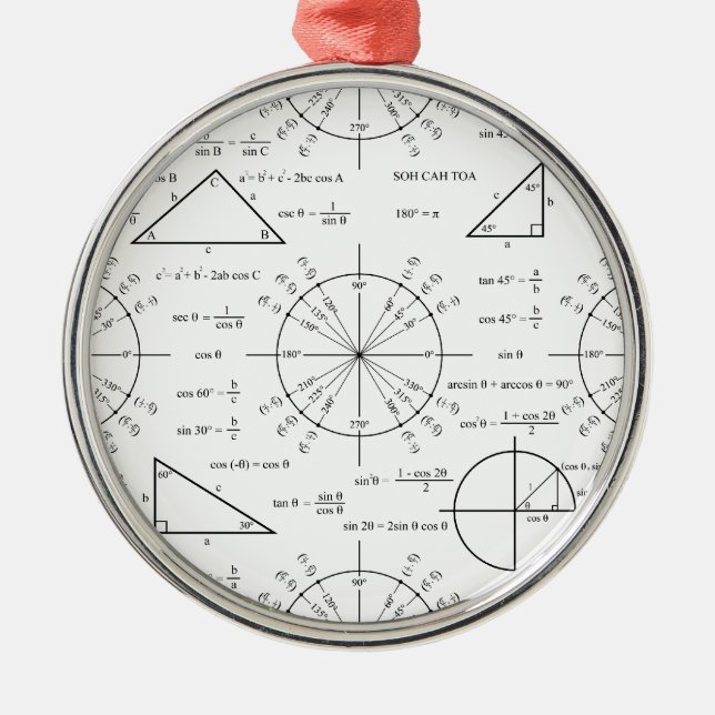 Trig & Triangles Metal Tree Decoration (Front)