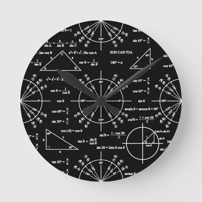 Trig & Triangles Round Clock (Front)