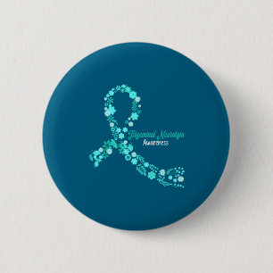 Trigeminal Neuralgia Awareness Hippie Flowers 6 Cm Round Badge