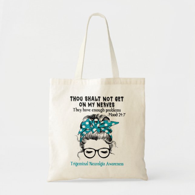 Trigeminal Neuralgia Awareness Ribbon Support Gift Tote Bag (Front)