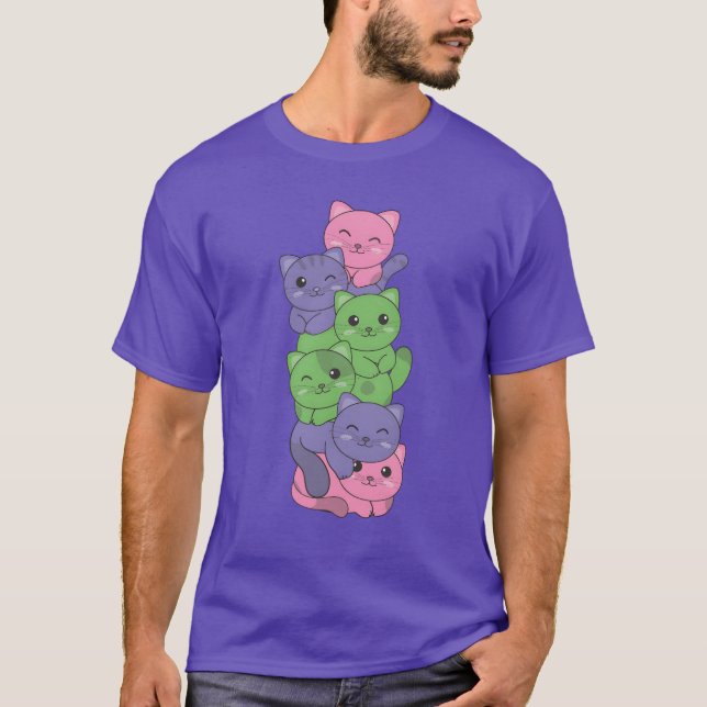 Trigender Flag Cat Pride Lgbtq Cute Cat boy T-Shirt (Front)