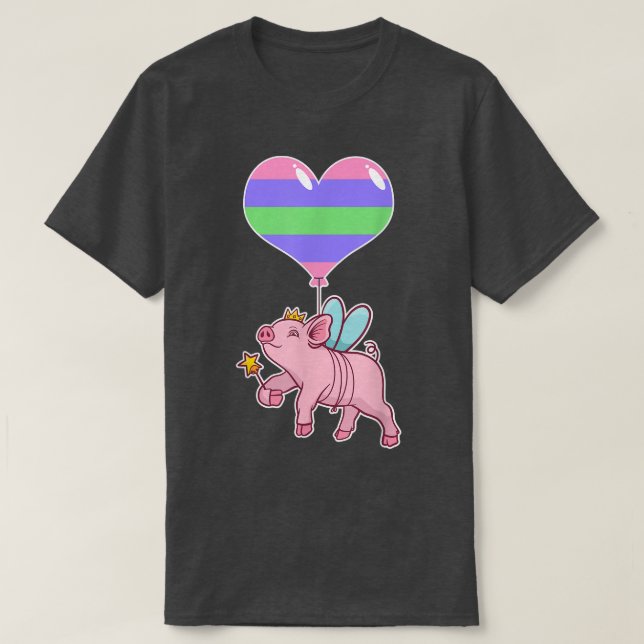 Trigender Pig Fairyseual IdentityNonbinary Love  T-Shirt (Design Front)