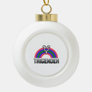 Trigender Pride Ceramic Ball Christmas Ornament